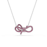 Lifelong Bow pendant, Bow, Pink, Rhodium plated